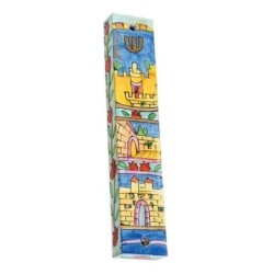 Yair Emanuel Large Wooden Mezuzah - Old Jerusalem Arches