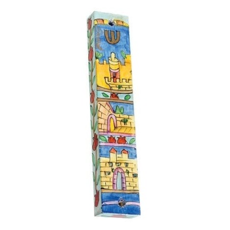 Yair Emanuel Large Wooden Mezuzah - Old Jerusalem Arches