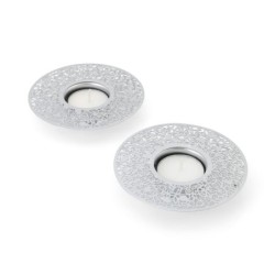 Disc Tea Light Holders with Pomegranate Metal Cutout Design by Yair Em