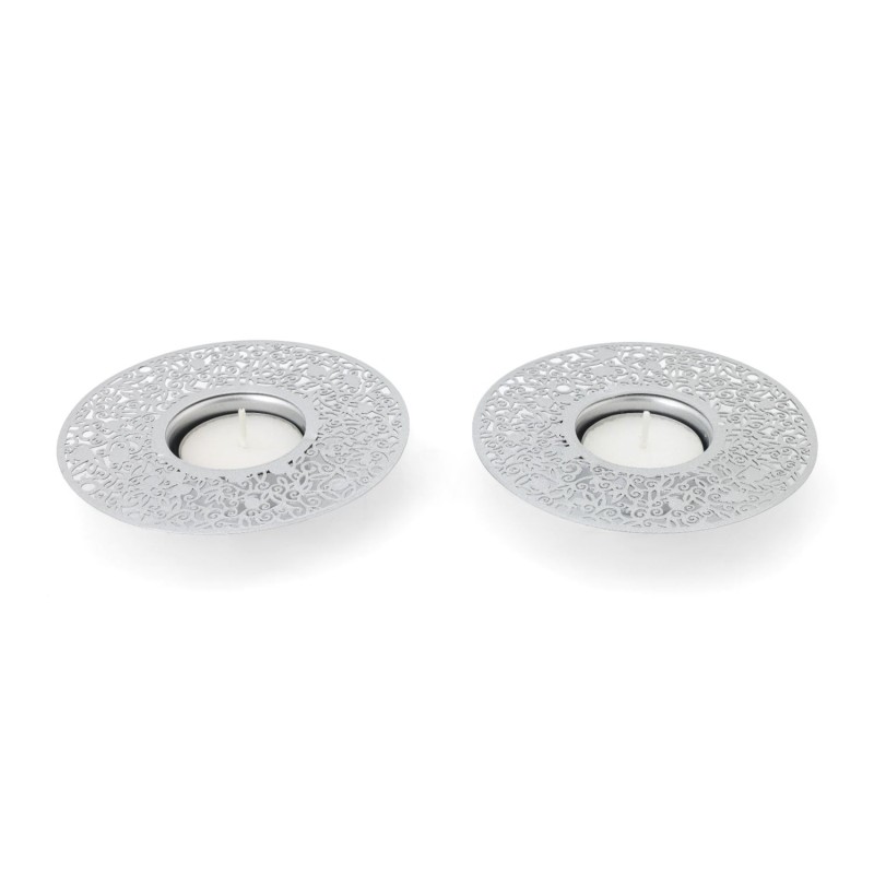 Disc Tea Light Holders with Pomegranate Metal Cutout Design by Yair Em