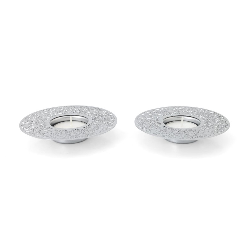 Disc Tea Light Holders with Pomegranate Metal Cutout Design by Yair Em