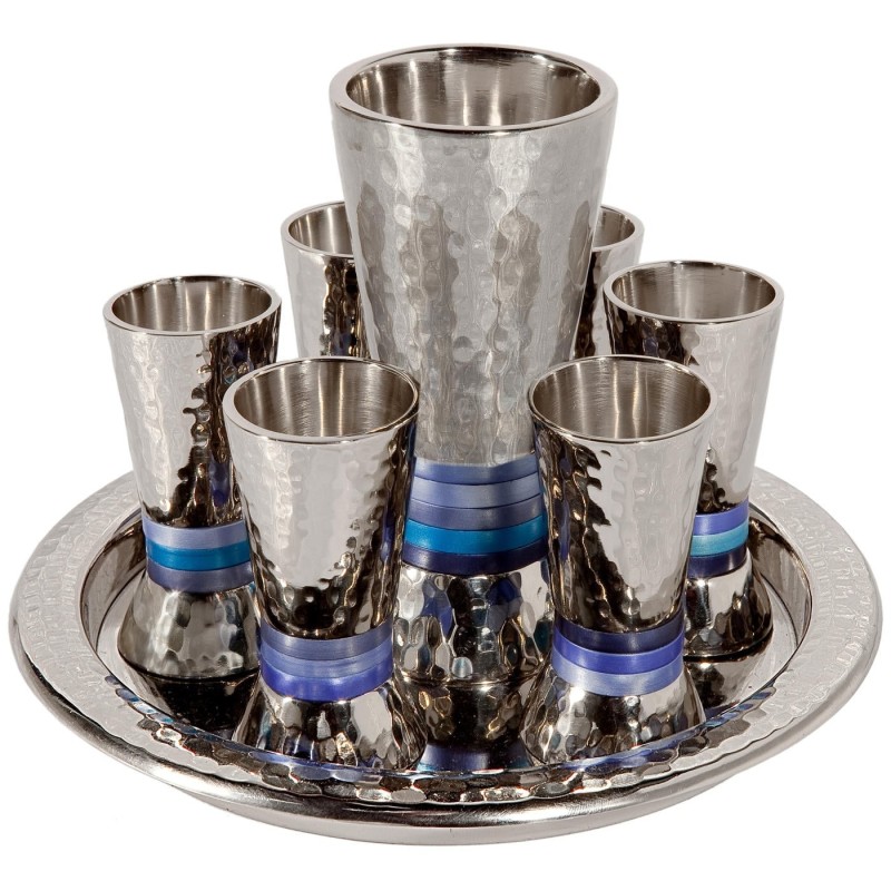 Yair Emanuel Textured Nickel 8-Piece Kiddush Set