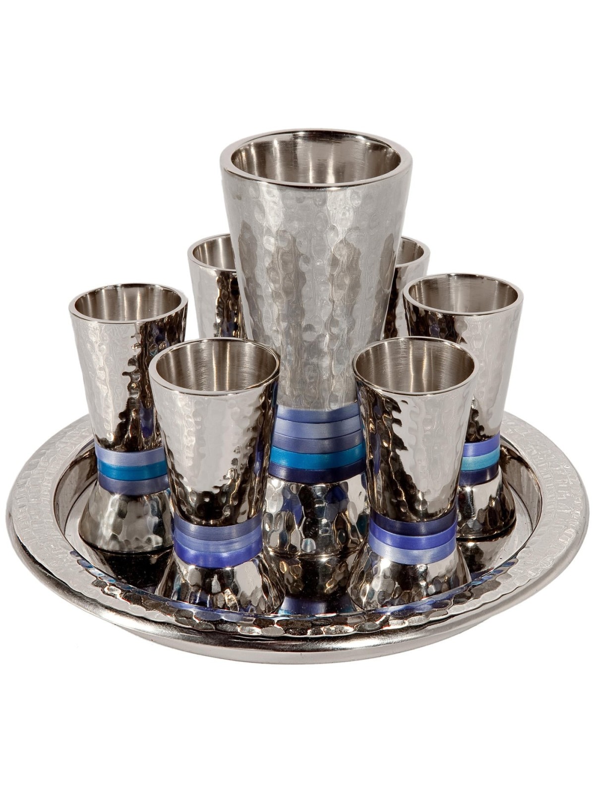 Yair Emanuel Textured Nickel 8-Piece Kiddush Set