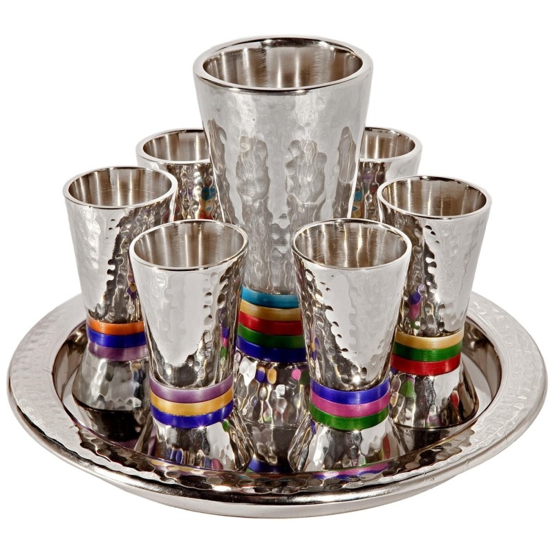 Yair Emanuel Textured Nickel 8-Piece Kiddush Set
