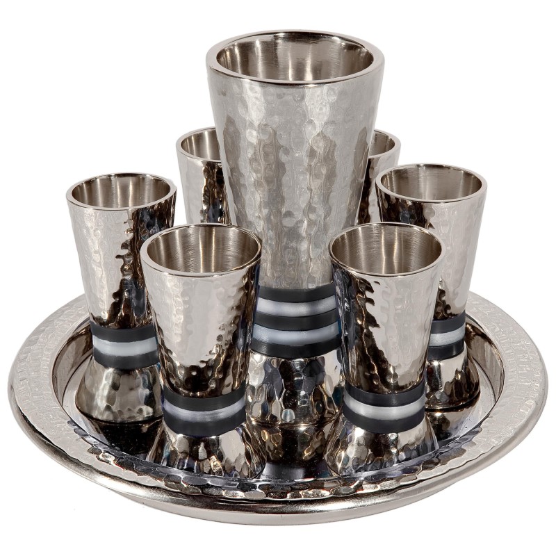 Yair Emanuel Textured Nickel 8-Piece Kiddush Set