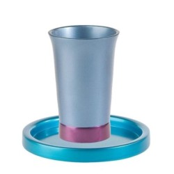 Yair Emanuel Anodized Aluminum Kiddush Cup with Saucer