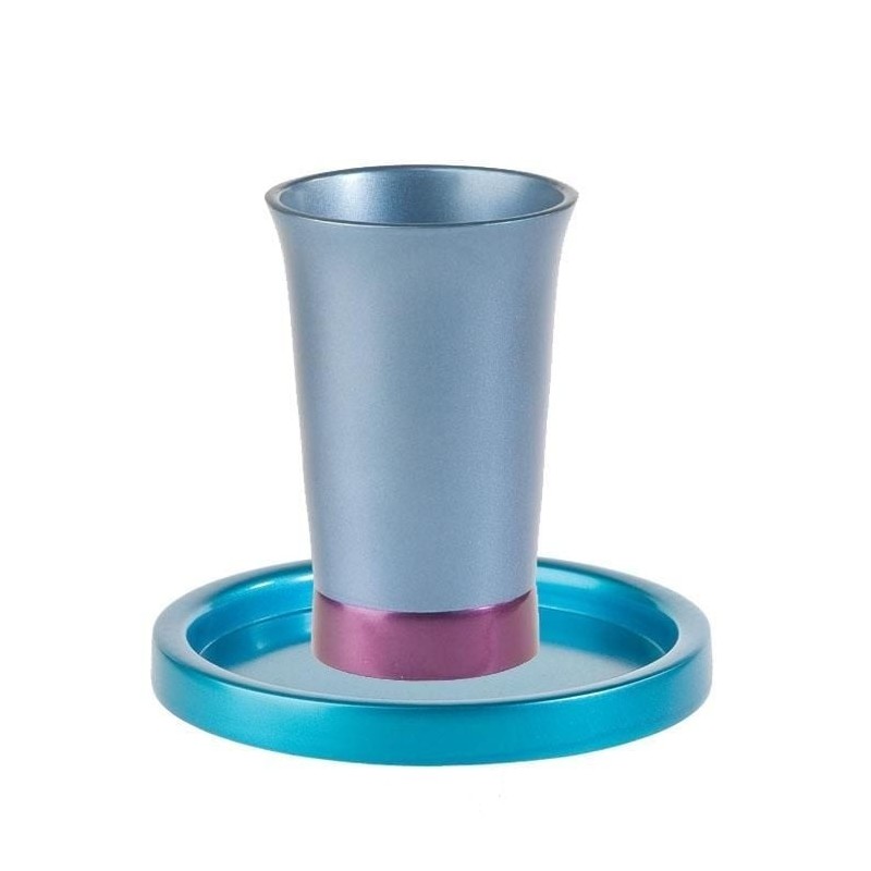 Yair Emanuel Anodized Aluminum Kiddush Cup with Saucer