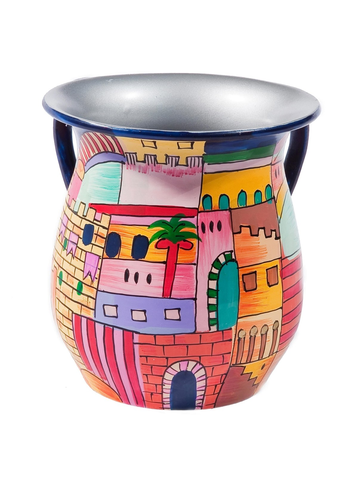 Yair Emanuel Hand Painted Metal Washing Cup - Jerusalem