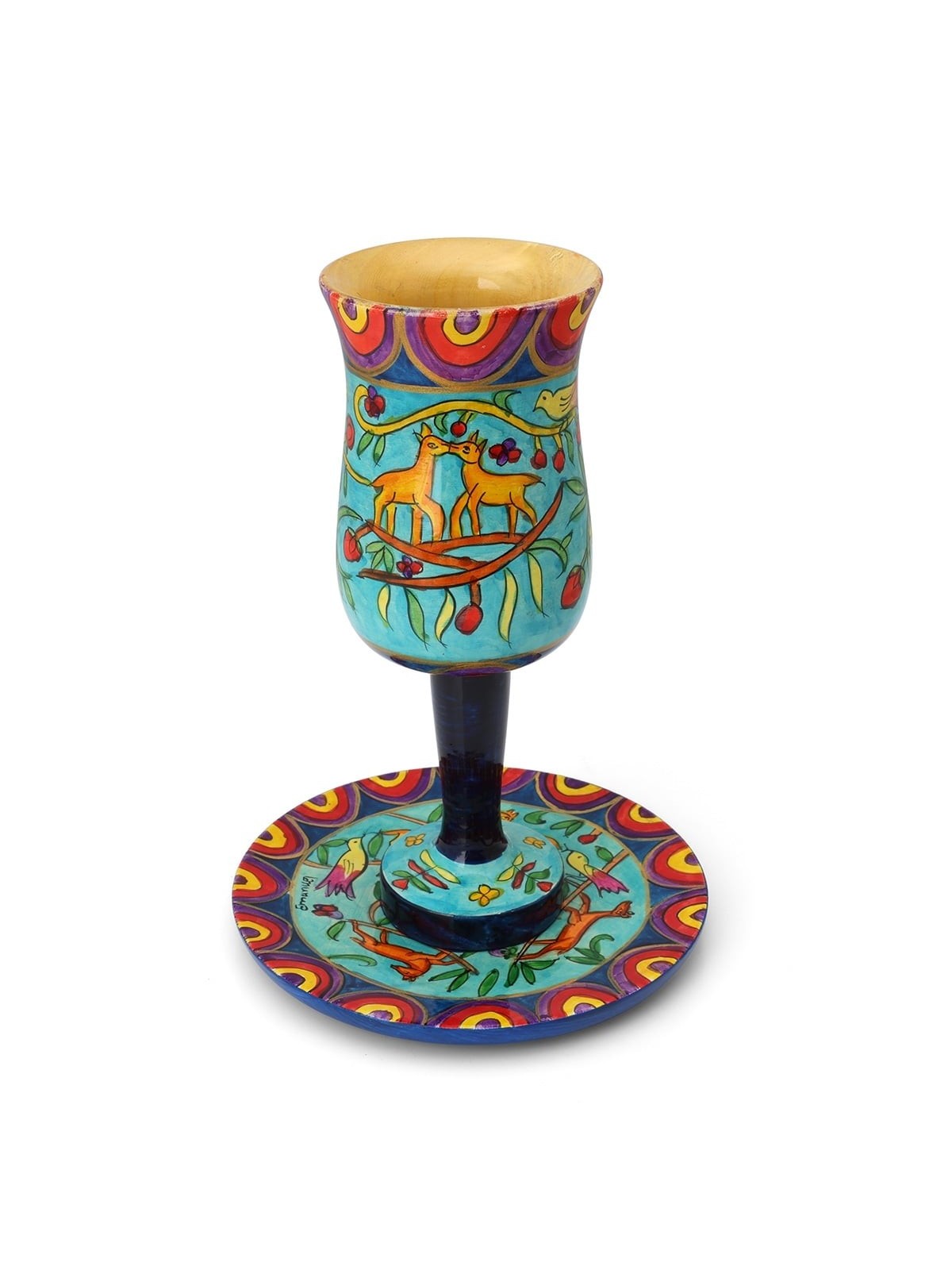 Yair Emanuel Large Stemmed Kiddush Cup and Saucer - Oriental