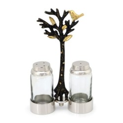 Glass Salt and Pepper Pots in Tree of Life Stand by Yair Emanuel