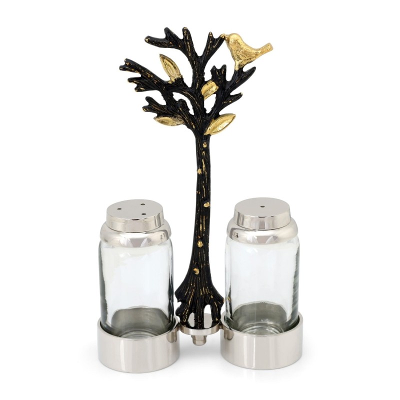 Glass Salt and Pepper Pots in Tree of Life Stand by Yair Emanuel