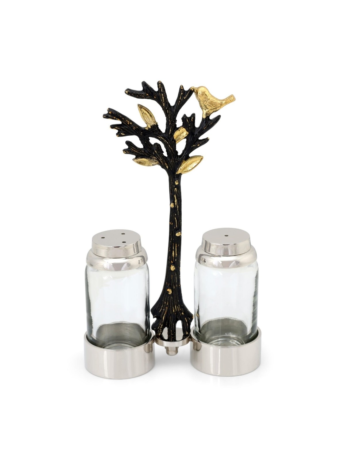 Glass Salt and Pepper Pots in Tree of Life Stand by Yair Emanuel