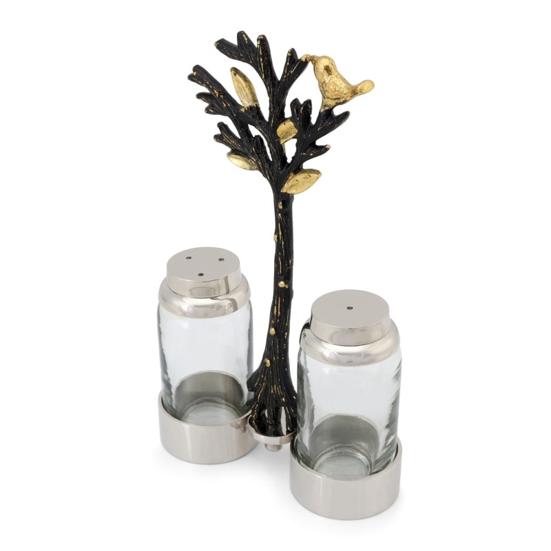 Glass Salt and Pepper Pots in Tree of Life Stand by Yair Emanuel