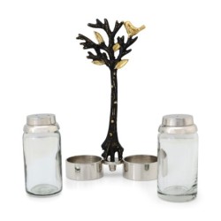 Glass Salt and Pepper Pots in Tree of Life Stand by Yair Emanuel