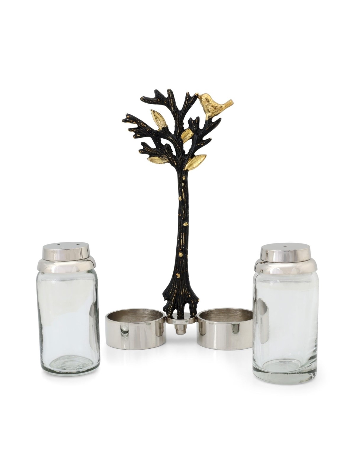 Glass Salt and Pepper Pots in Tree of Life Stand by Yair Emanuel