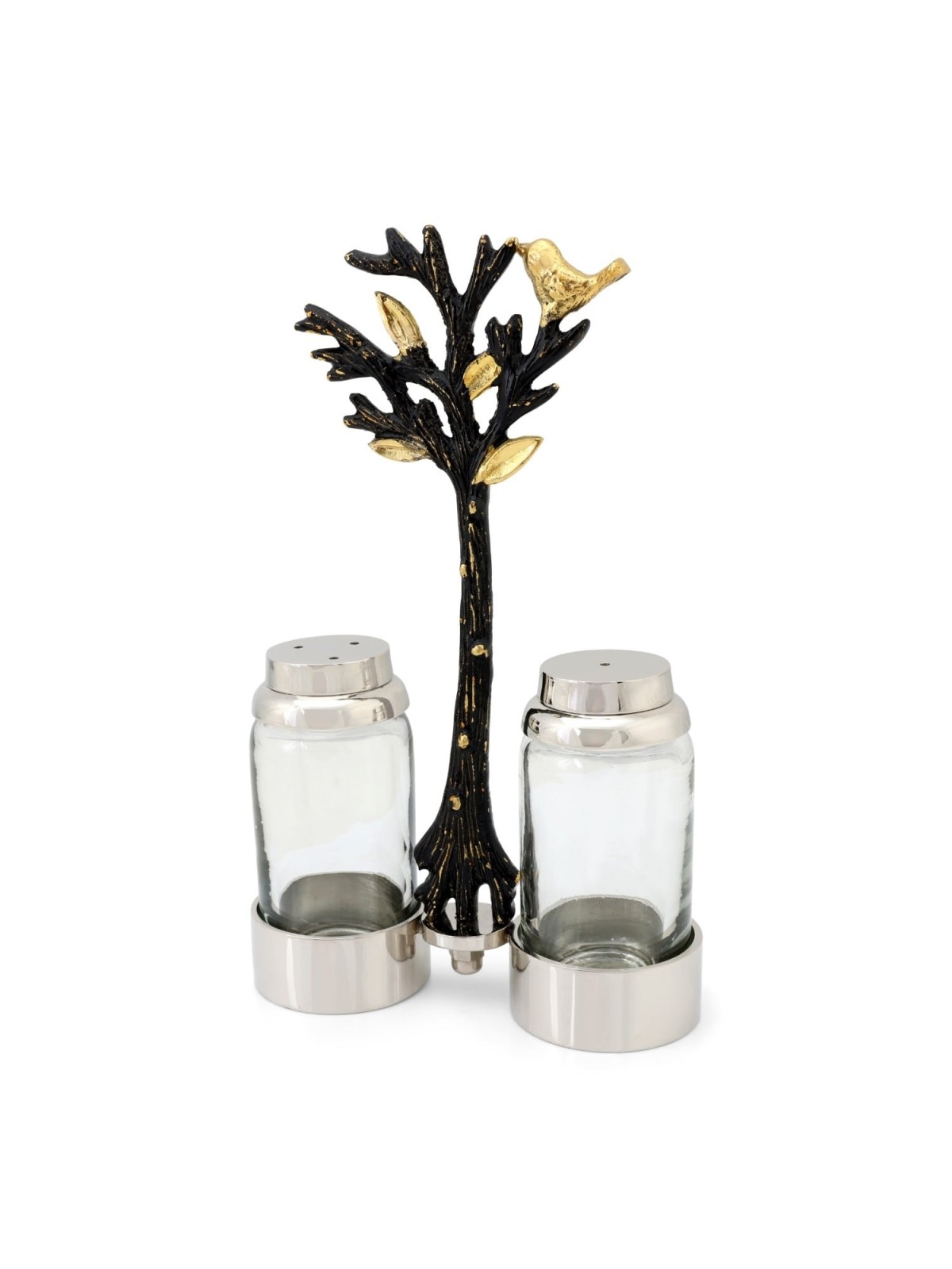 Glass Salt and Pepper Pots in Tree of Life Stand by Yair Emanuel