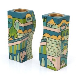 Yair Emanuel Fitted Candlesticks - Jerusalem Blue