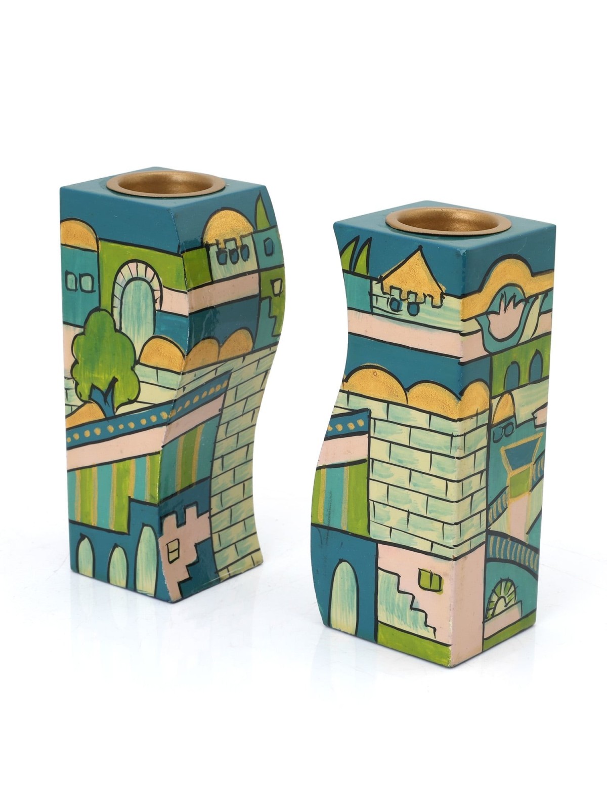 Yair Emanuel Fitted Candlesticks - Jerusalem Blue