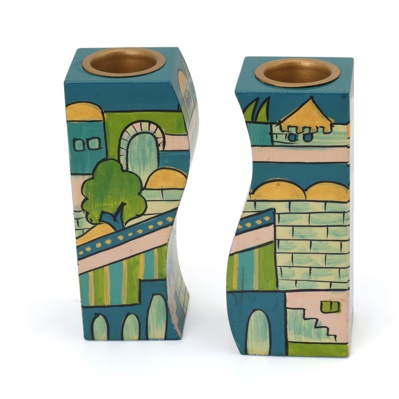 Yair Emanuel Fitted Candlesticks - Jerusalem Blue