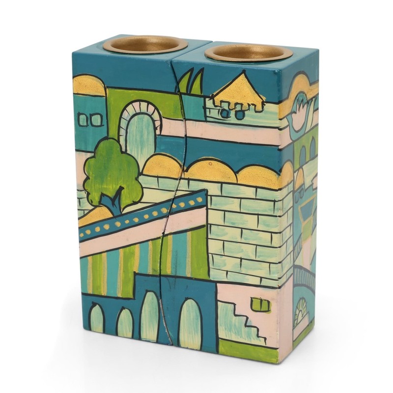 Yair Emanuel Fitted Candlesticks - Jerusalem Blue