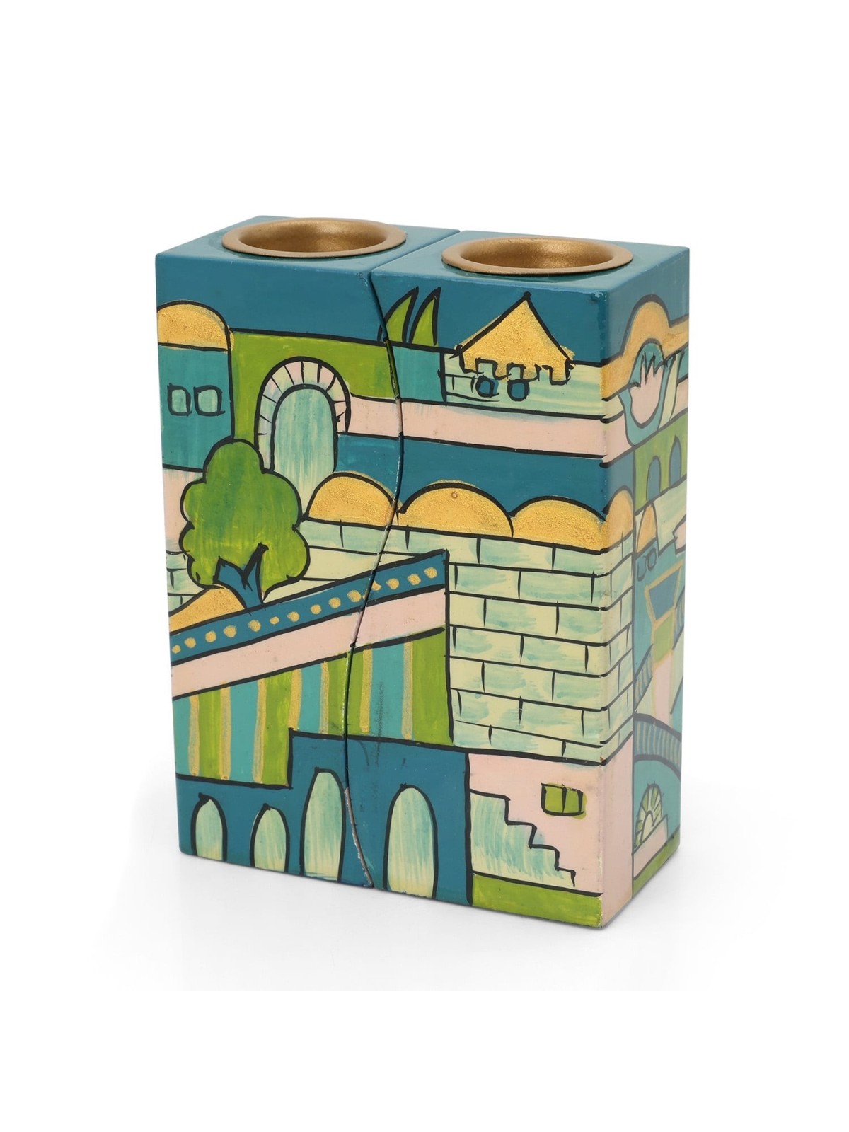 Yair Emanuel Fitted Candlesticks - Jerusalem Blue