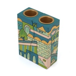 Yair Emanuel Fitted Candlesticks - Jerusalem Blue