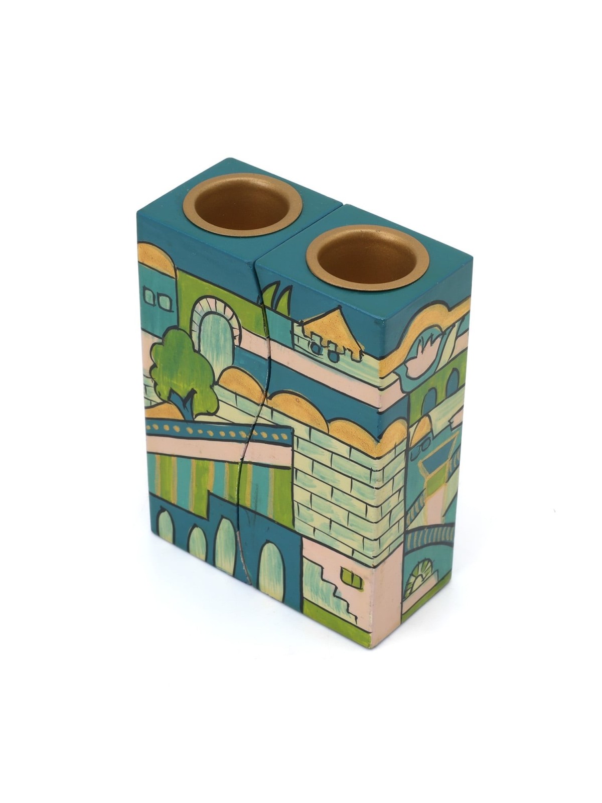 Yair Emanuel Fitted Candlesticks - Jerusalem Blue