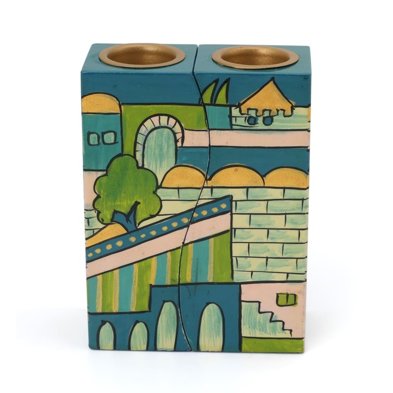 Yair Emanuel Fitted Candlesticks - Jerusalem Blue