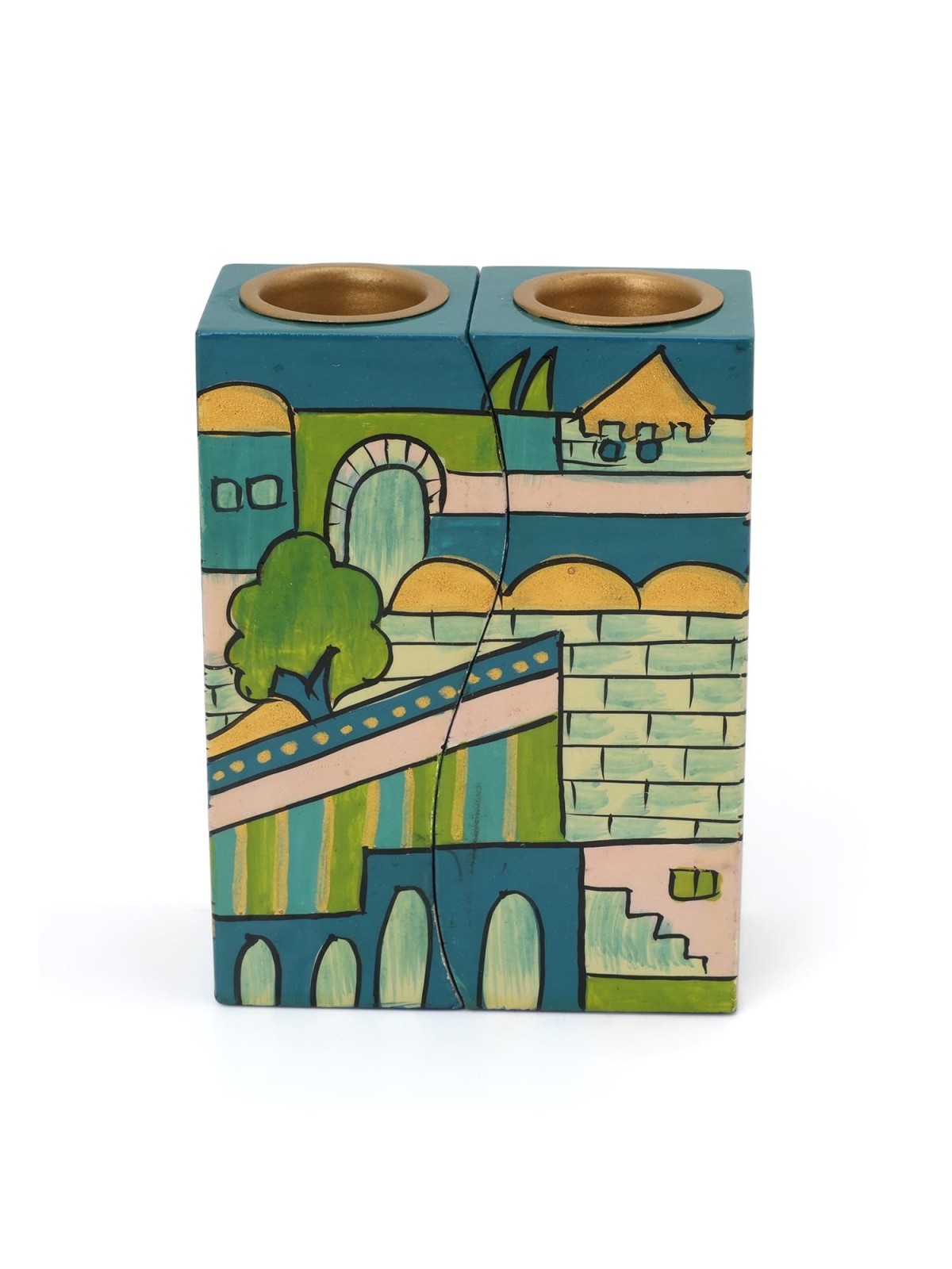 Yair Emanuel Fitted Candlesticks - Jerusalem Blue