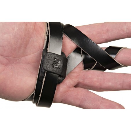 Black Leather Magnetic Tefillin Hand Strap Holder | Tefillin Parts