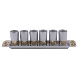 Yair Emanuel Multicolored Pomegranate Small Kiddush Cup Set with Tray
