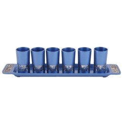 Yair Emanuel Multicolored Pomegranate Small Kiddush Cup Set with Tray