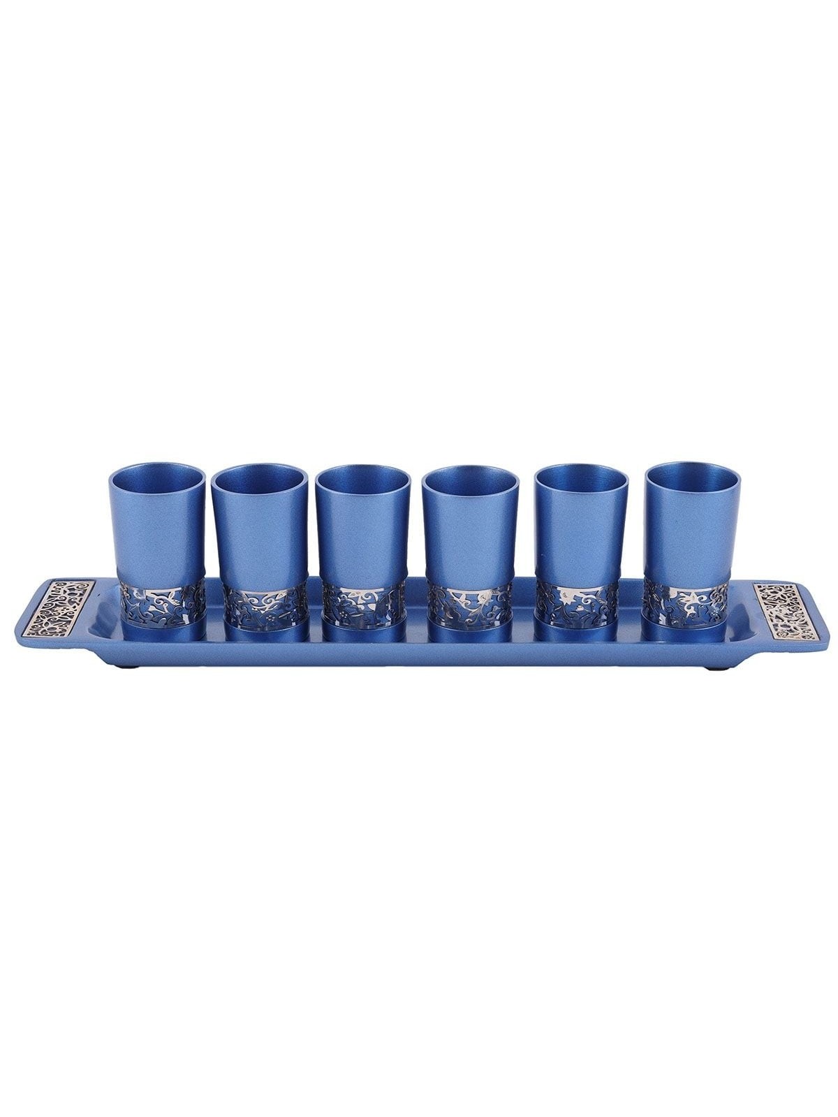 Yair Emanuel Multicolored Pomegranate Small Kiddush Cup Set with Tray