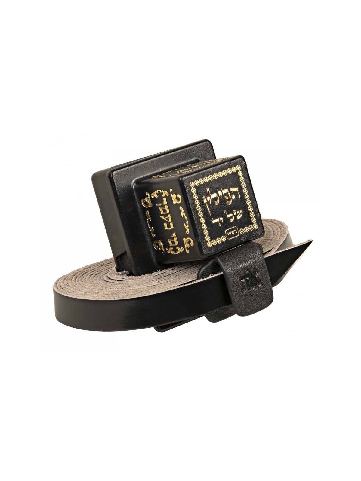 Black Leather Magnetic Tefillin Hand Strap Holder | Tefillin Parts