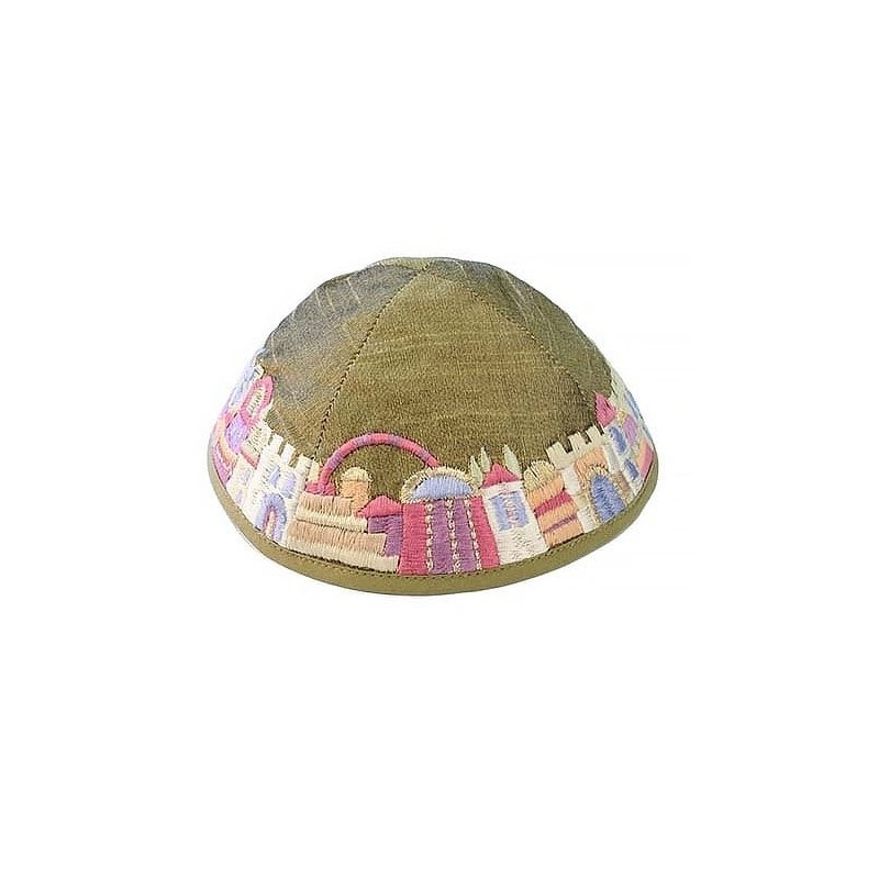 Jerusalem - Yair Emanuel Embroidered Silk Kippah