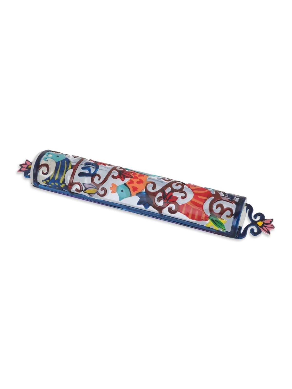Yair Emanuel Laser Cut Hand Painted Metal Mezuzah - Birds