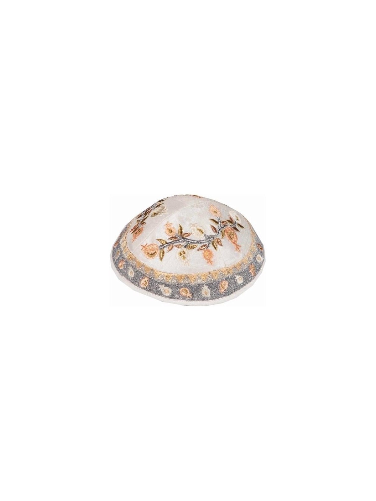 Yair Emanuel Embroidered Silk Kippah - Pomegranates