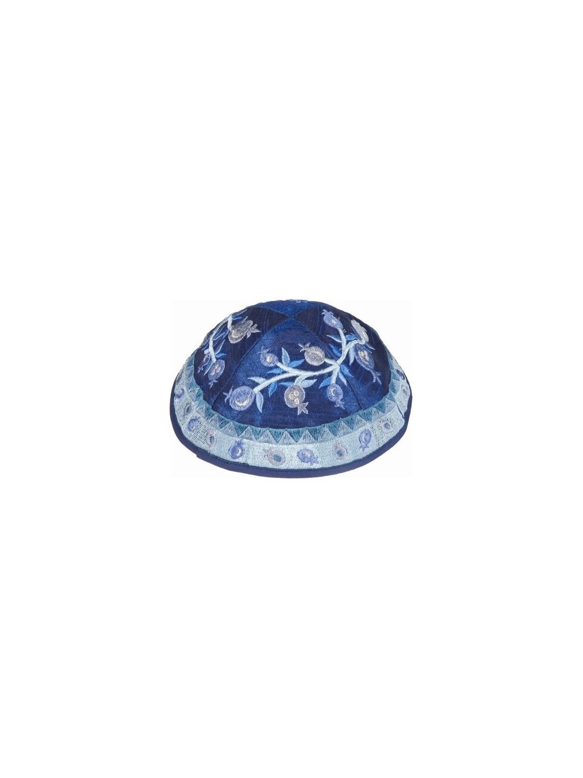 Yair Emanuel Embroidered Silk Kippah - Pomegranates