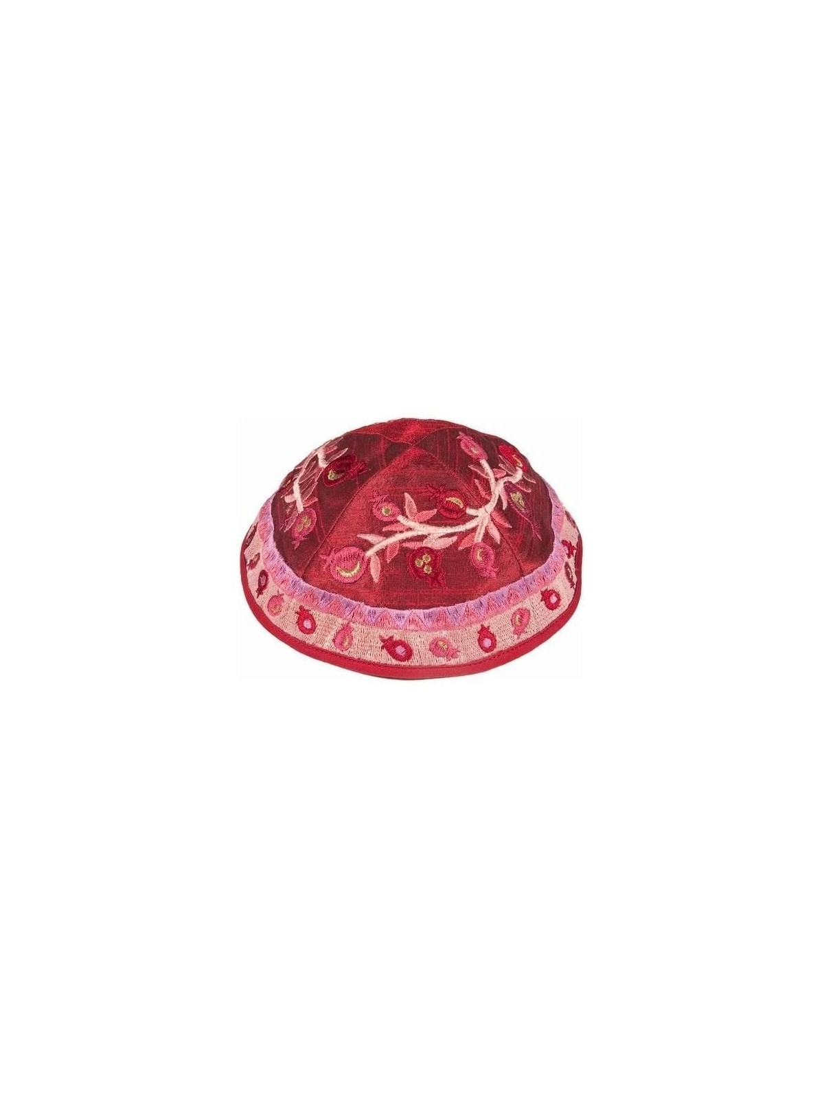 Yair Emanuel Embroidered Silk Kippah - Pomegranates