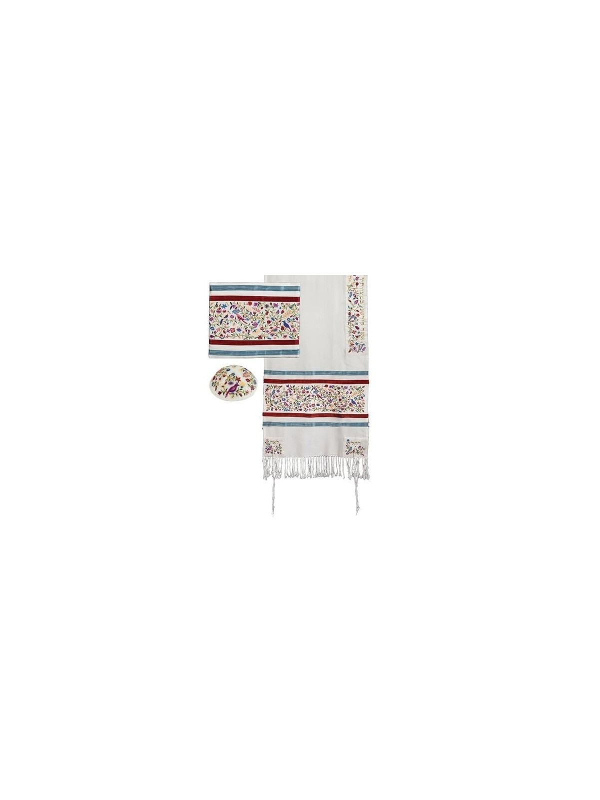 Yair Emanuel Birds and Flowers Full Embroidered Raw Silk Women's Talli