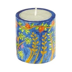 Yair Emanuel Memorial (Yahrzeit) Candle Holder with Painted Designs