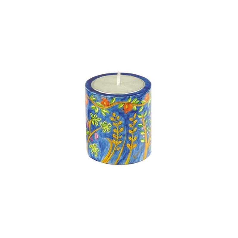 Yair Emanuel Memorial (Yahrzeit) Candle Holder with Painted Designs
