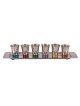 Yair Emanuel Textured Nickel Set of 6 Small Kiddush Cups with Tray (Si