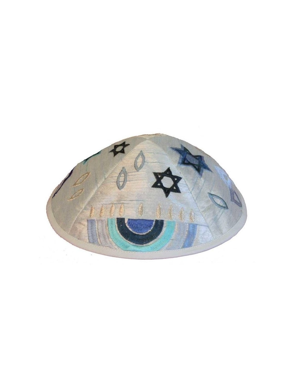 Yair Emanuel Embroidered Silk Kippah - Jewish Symbols