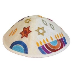 Yair Emanuel Embroidered Silk Kippah - Jewish Symbols