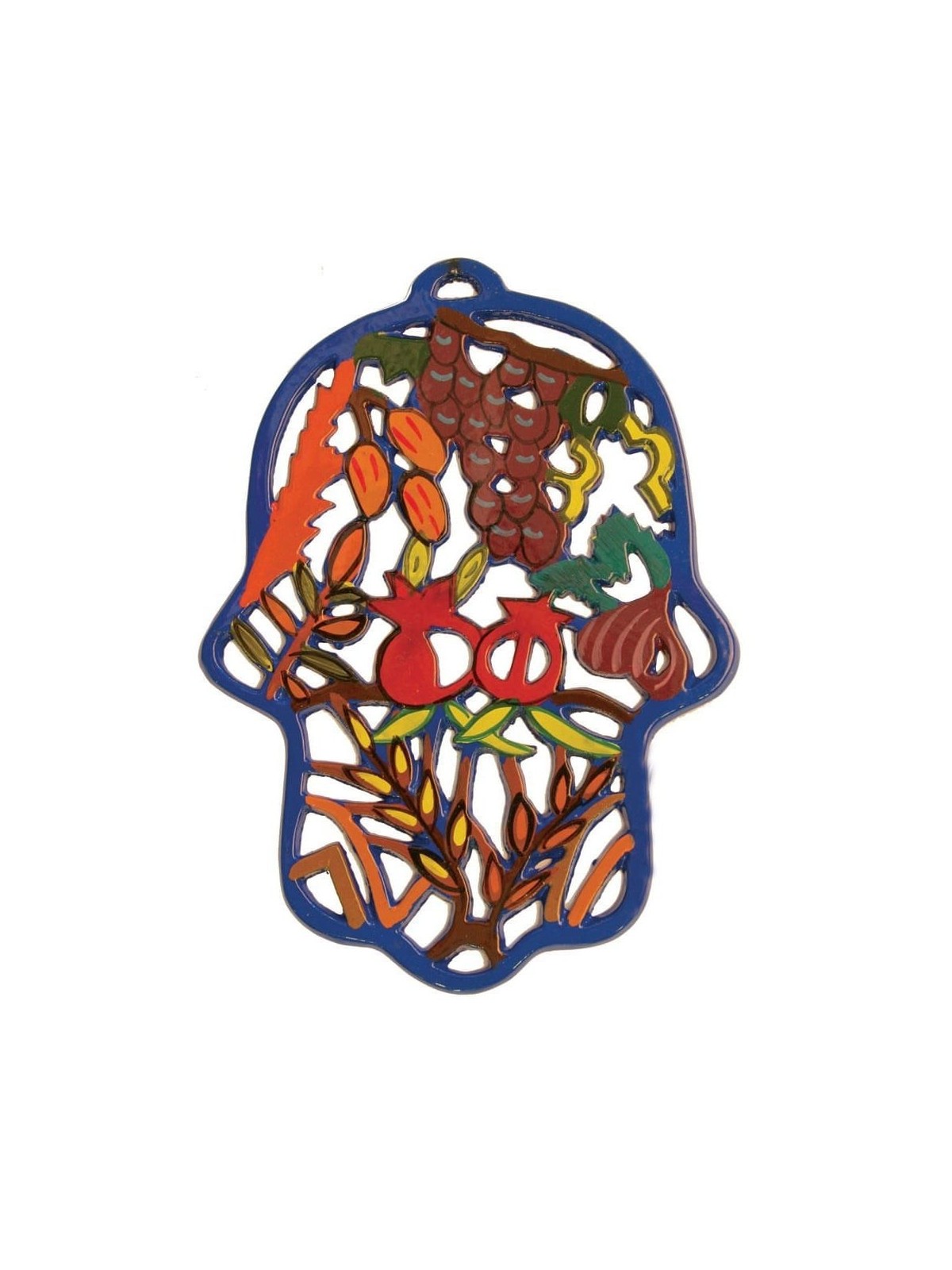 Yair Emanuel Hand Painted Metal Hamsa Wall Hanging - Design Option