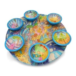 Wooden Seder Plate With Exodus Design By Yair Emanuel