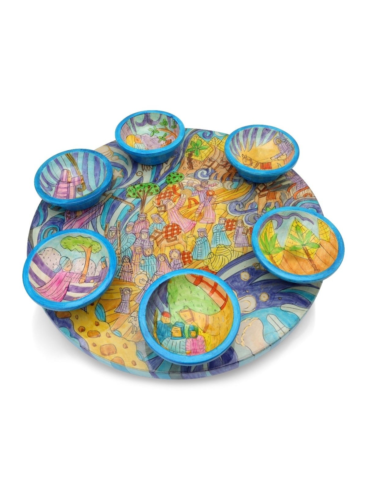 Wooden Seder Plate With Exodus Design By Yair Emanuel