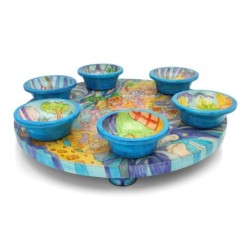 Wooden Seder Plate With Exodus Design By Yair Emanuel