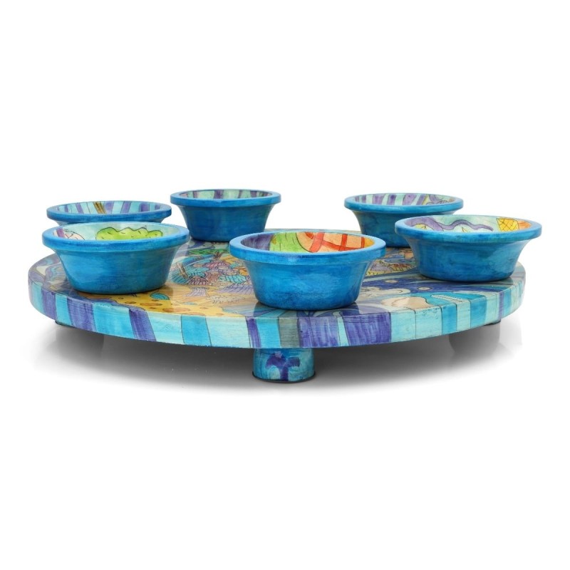 Wooden Seder Plate With Exodus Design By Yair Emanuel